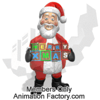 Santa Claus holding Merry Xmas building blocks