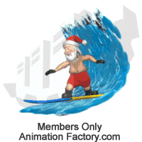 Santa Claus surfing and riding wave