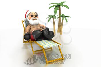 Santa Claus sunbathing on tropical beach