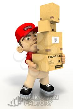 Deliveryman balancing boxes