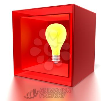 Light bulb in red box