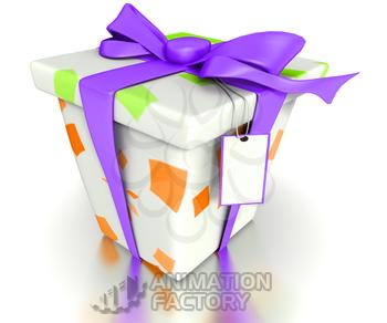 Gift box with bow and tag