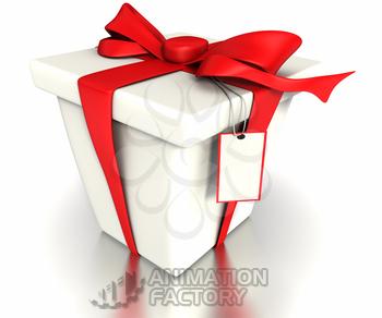Gift box with bow and tag