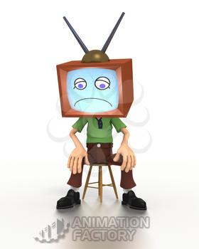 Frowning man with television head
