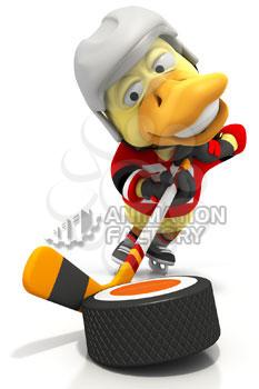Hockey duck dribbling puck