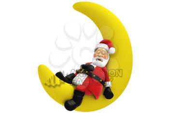 Santa sleeping on moon