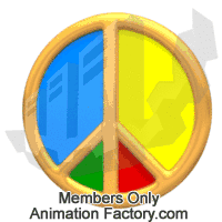 Revolving rainbow peace symbol