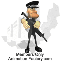 British cop standing with gun