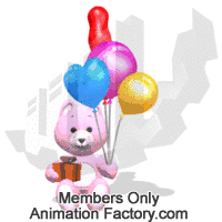 Pink teddybear with gift and balloons
