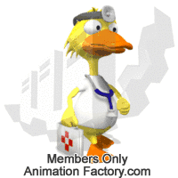 Duck doctor walking with medic case