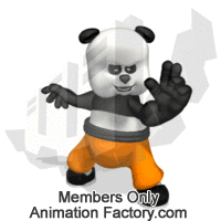 Karate panda in alert martial arts stance