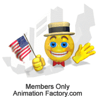Emoticon man waving American flag