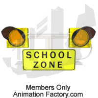 Flashing lights on school zone sign