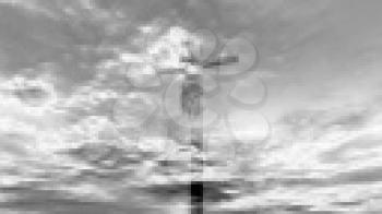 Royalty Free Video of Moving Clouds With Jesus on the Cross