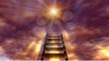 Royalty Free Video of a Moving Sky Over a Stairway Leading to a Bright Light