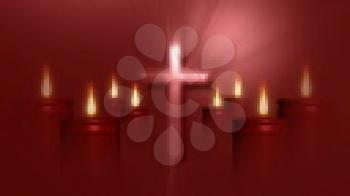 Royalty Free HD Video Clip of a Cross Surrounding by Burning Candles