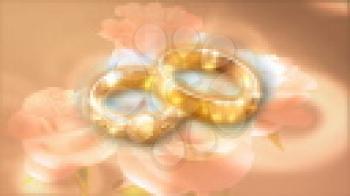 Royalty Free HD Video Clip of Rotating Wedding Rings Surrounded by Roses