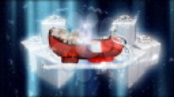 Royalty Free HD Video Clip of a Red Sleigh With White Presents