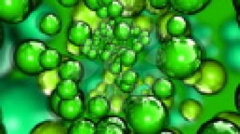 Royalty Free HD Video Clip of Rotating Green Bubbles