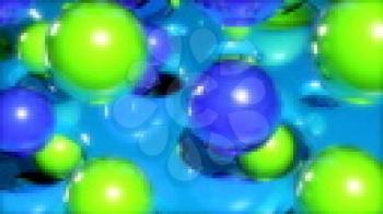 Royalty Free Video of a Floating Green and Blue Balls