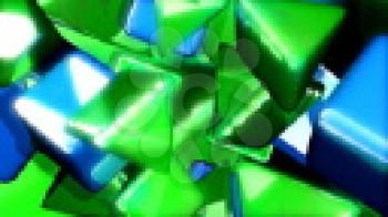 Royalty Free Video of Moving Green and Blue 3D Triangles