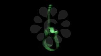 Royalty Free Video of a Rotating Green Opaque Guitar