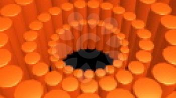 Royalty Free Video of a Spinning Orange Circle of Columns
