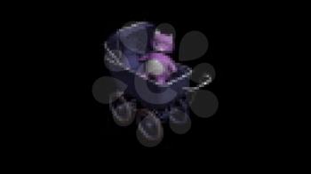 Royalty Free Video of a Baby Buggy With a Toy Bear