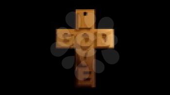 Royalty Free Video of a Spinning Cross With God Love on It