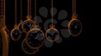 Royalty Free Video of Moving Pocket Watches On Chains