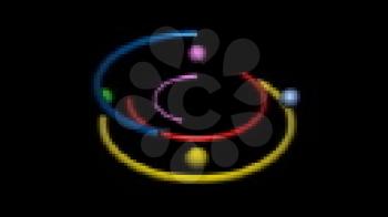 Royalty Free Video of Spinning Semi-Circles and Balls