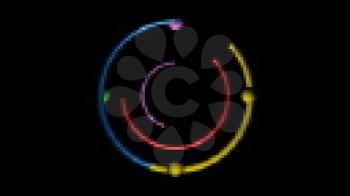 Royalty Free Video of Spinning Semi-Circles and Balls