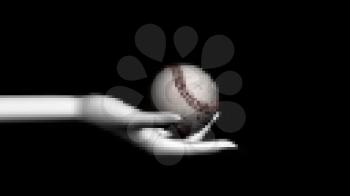Royalty Free Video of an Open Hand Holding a Rotating Baseball