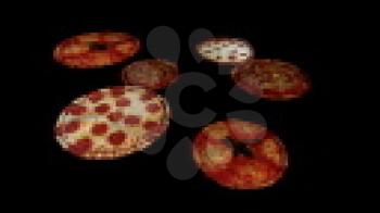 Royalty Free Video of Rotating Pizzas