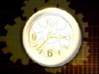 Royalty Free Clipart Image of a Clock and the Gears