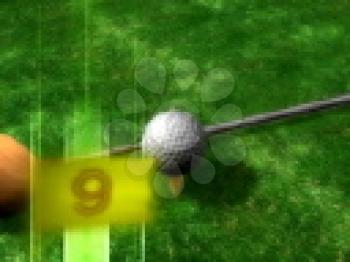 Royalty Free Video of a Golf Ball on a Tee With a Club Beside It