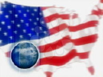 Royalty Free Video of an American Flag and Globe