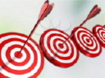 Royalty Free Clipart Image of a Row of Targets