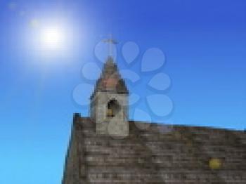 Royalty Free Video of a Church Steeple and a Flock of Birds on a Sunny Day